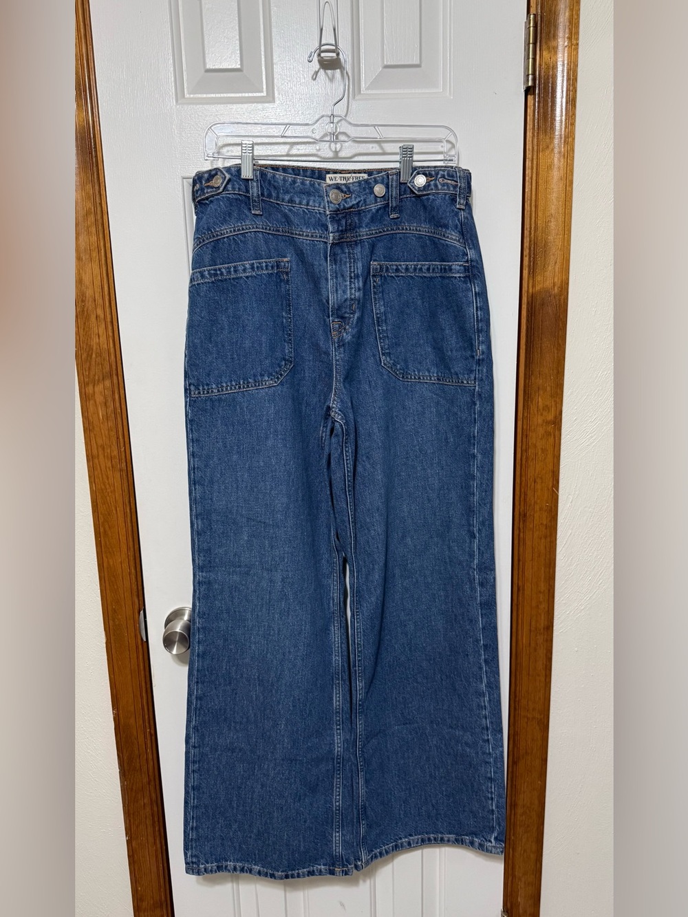 NWT Free People We The Free Palmer Wide Leg Cuffed Jeans Medium Blue Wash|Size 2